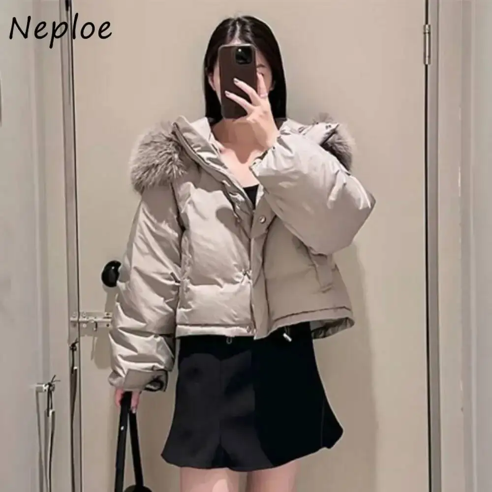 

BabYoung зимние короткие парки с меховым воротником и капюшоном, свободные пуховые пальто на шнурке, новая японская универсальная утолщенная куртка