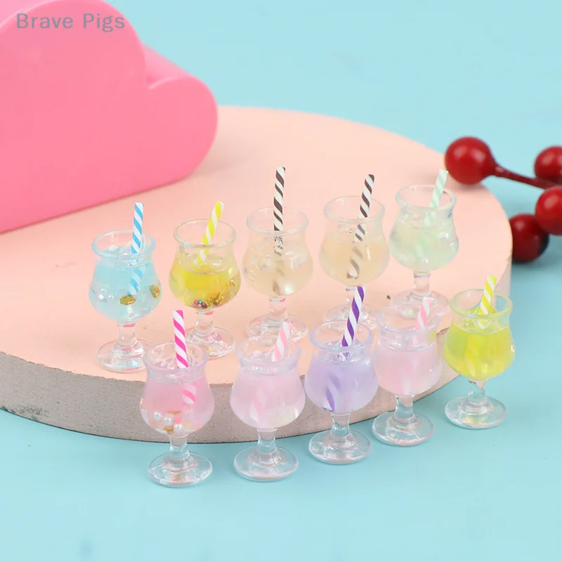 2Pcs Miniature Juice Cup Mini Cocktail Drinks Toy 1/12 Dollhouse