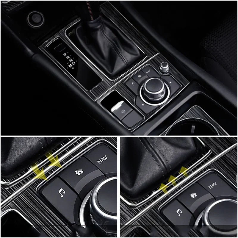 Car Console Gearbox Panel Trim Frame Cover Sticker Strips Garnish Decoration Stylin For Mazda Atenza 6 2015-2018
