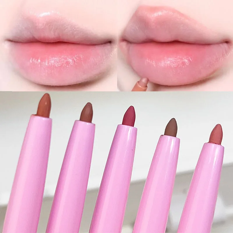 3D Matte Nude Lip Liner Pen Waterproof Lasting Lips Contouring Pencil Velvet Milk Smooth Pink Brown Lipstick Makeup Cosmetics