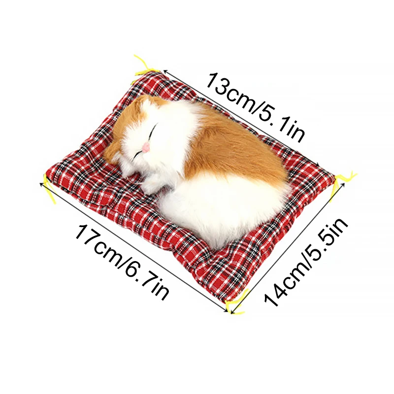 1PC Plush Animal Model Simulation Sleeping Cat With Sound Micro Landscape Garden Ornament Desktop Decoration