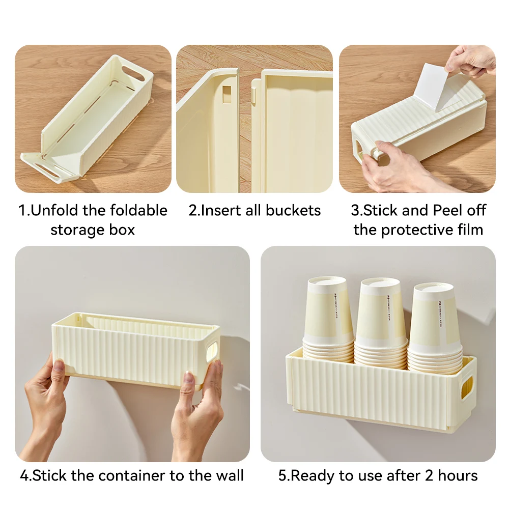 WORTHBUY Plastic Cleaning Supplies Storage Rack Wall Mounted Organizer Kitchen Items Foldable Storage Basket Of Detergent Sponge