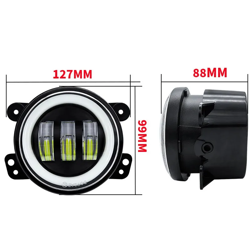 4inch round LED Fog Lamp Car Front DRL Light with White Amber Halo Daytime Running Light for Jeep Wrangler Dodge Off-road 4x4