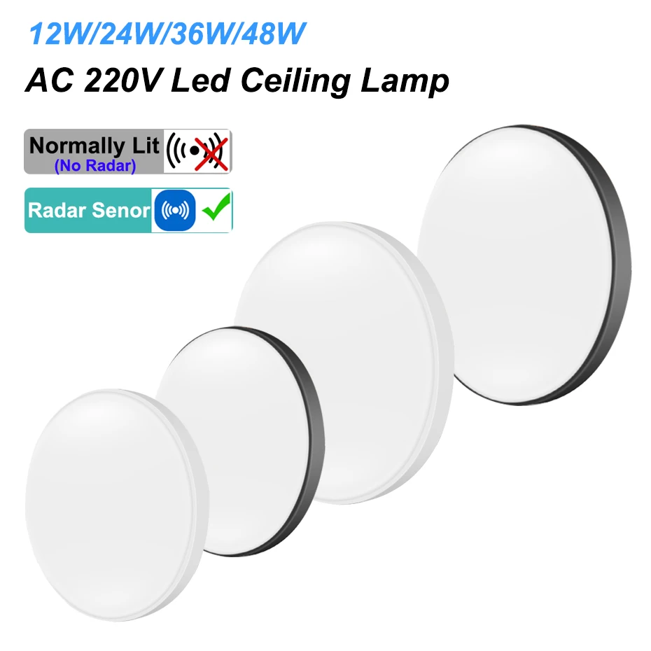 Ultra Thin LED Ceiling Lamp 12W 24W 36W 48W Modern Panel Ceiling Lights LED Smart Radar Sensor Light For Living Room Ktchen