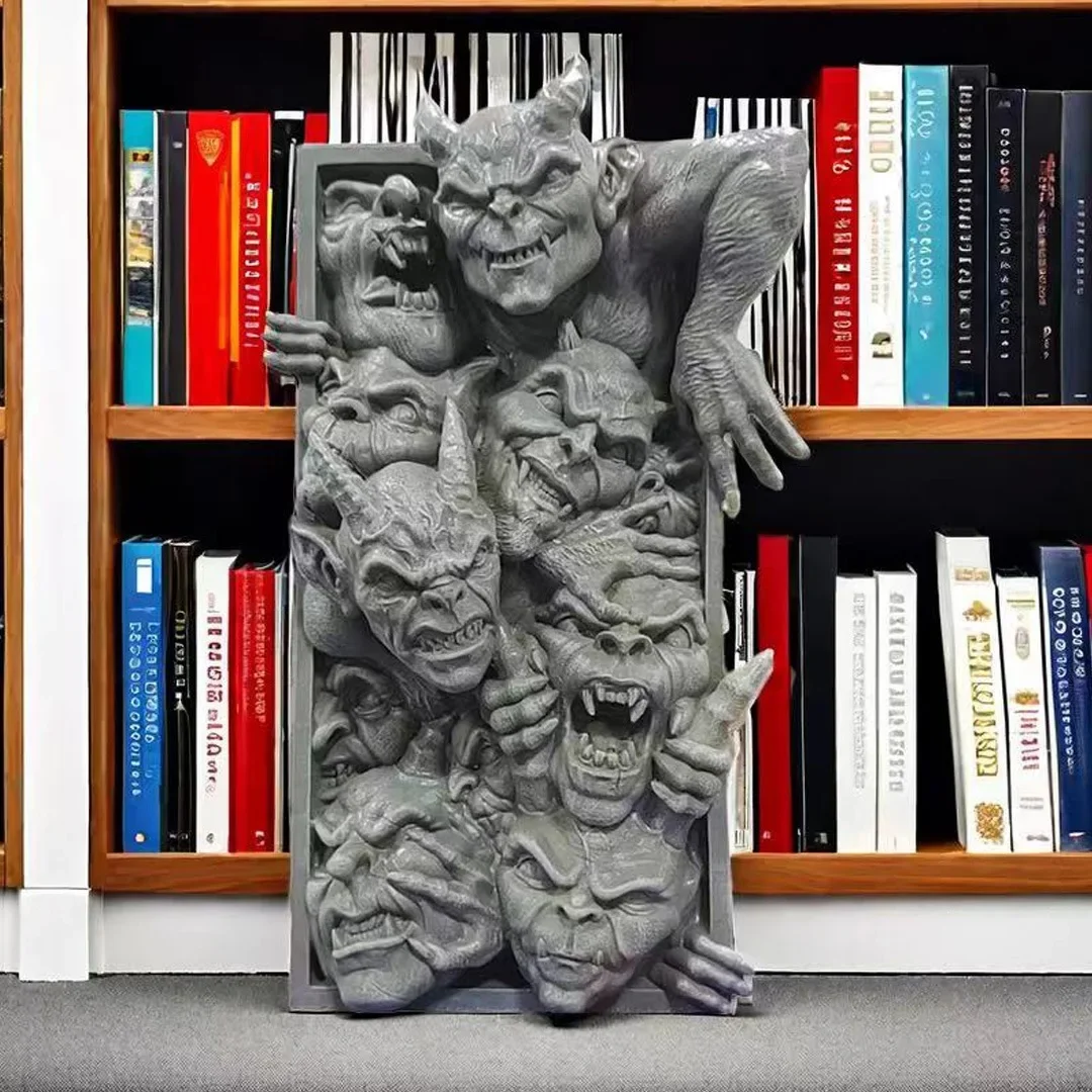 New Monster Relief Bookmark Bookcase Decoration Cross-border Creative Halloween Horror Decoration Funny Head Book Stand