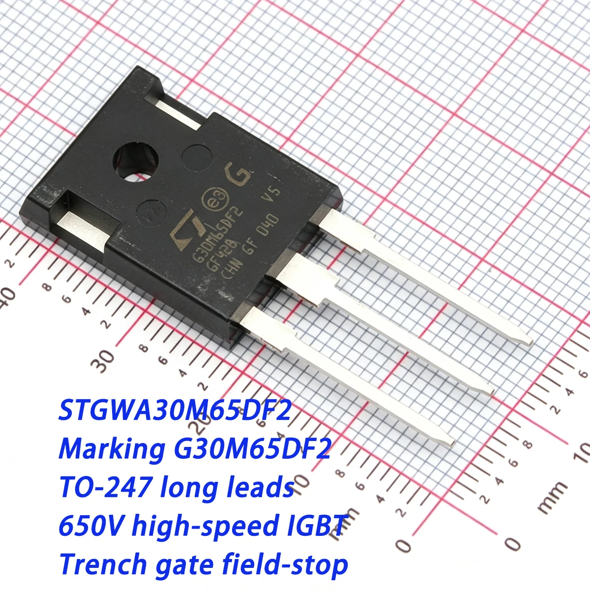 2PCS STGWA30M65DF2 Marking G30M65DF2 TO-247 650V 30A 60A 120A 258W NEWOriginal Trench gate field-stop high speed IGBT Transistor