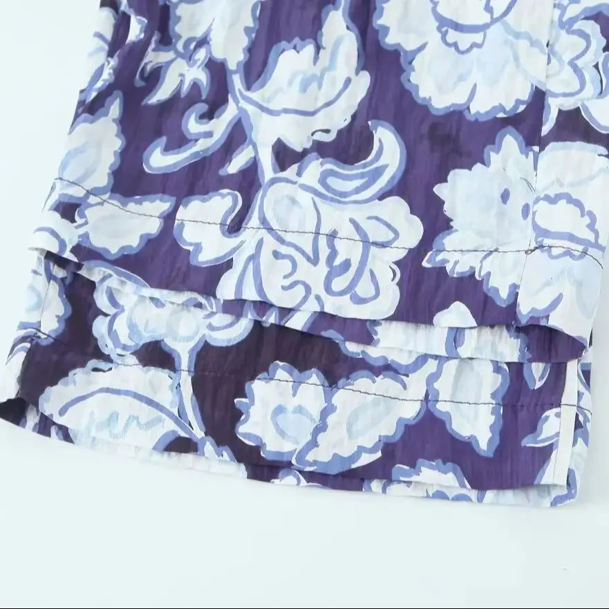 2025 امرأة الموضة الأوروبية والأمريكية الصيف منتج جديد زهرة مطبوعة عادية مستقيم السراويل بنطلون Mujer