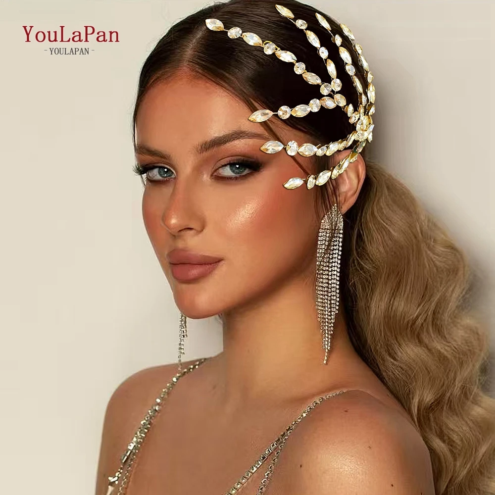 

YouLaPan Colorful Rhinestone Headwear Bride Wedding Headpiece Bridesmaid Hair Accessories Handmade Headband Shiny Hairwear HP902
