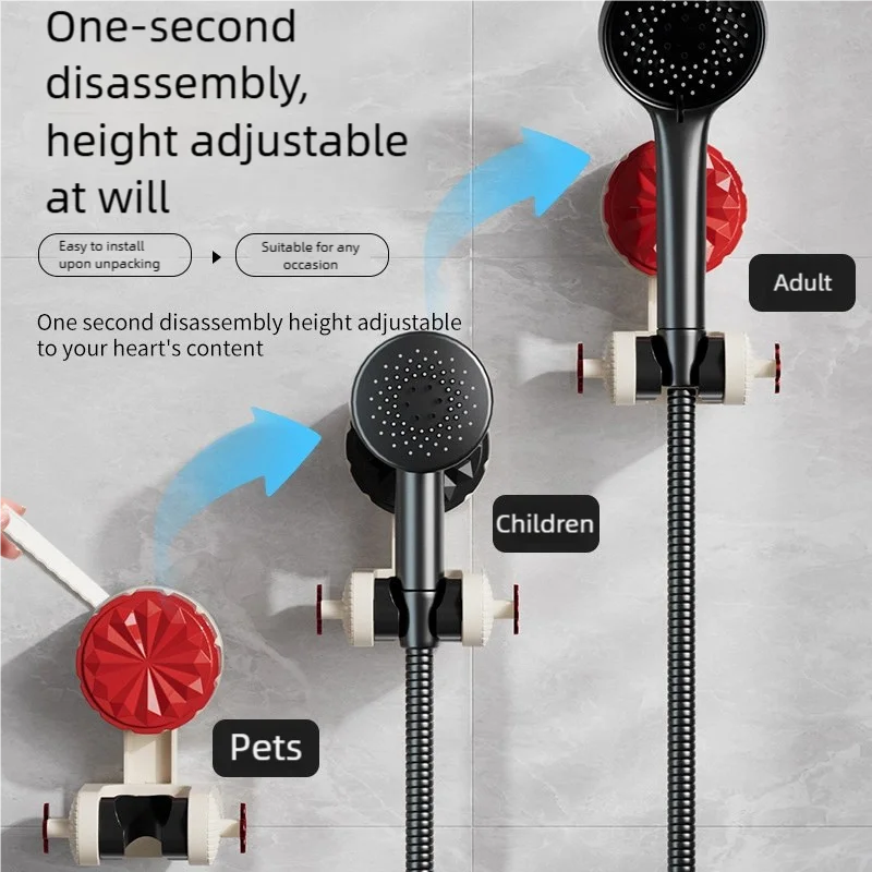 ที่ถอดออกได้ห้องน้ําฝักบัววงเล็บปรับมุมฐานฝักบัวดูดถ้วยหัวฝักบัวผู้ถือฐานมือถือ Showerhead Bracket