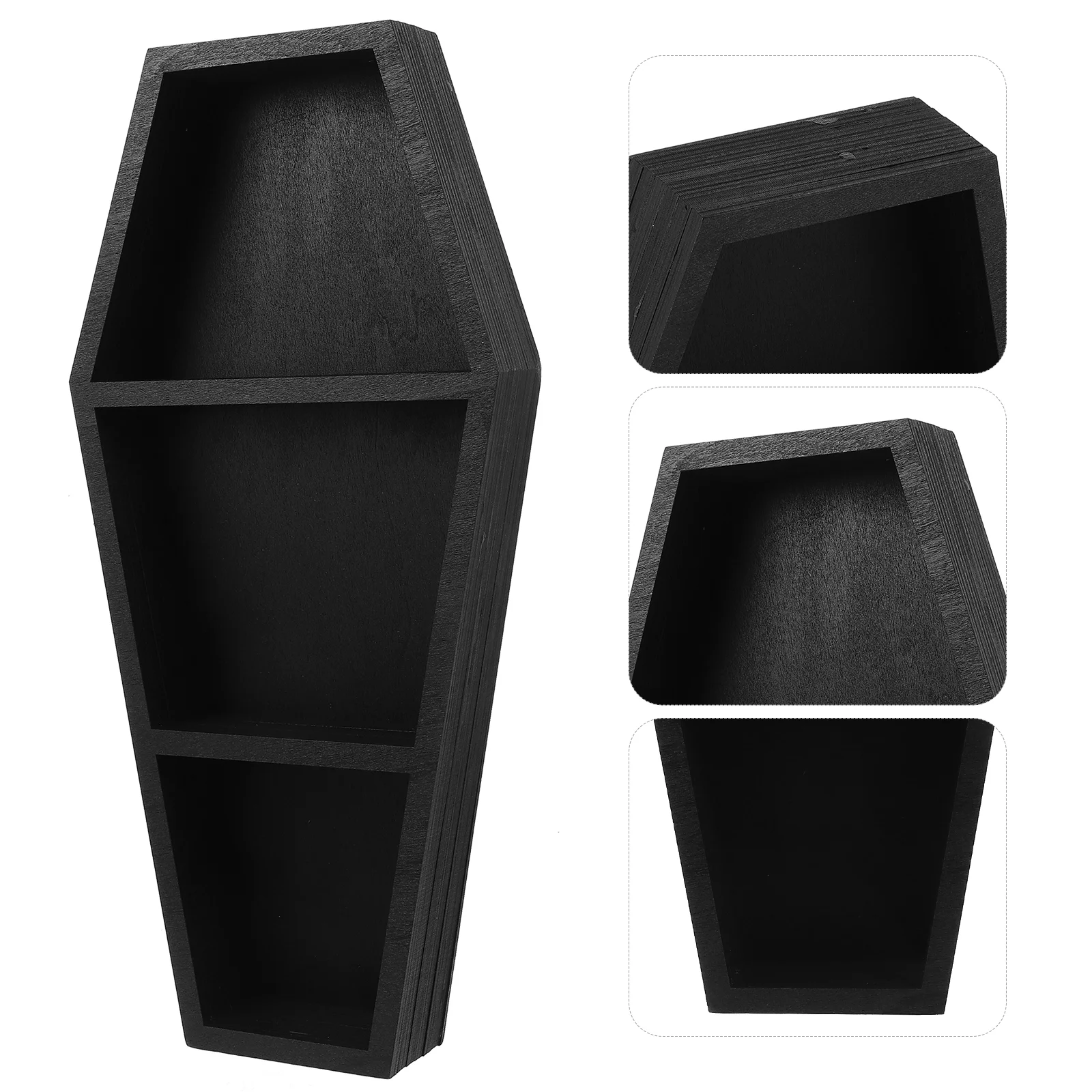 

Coffin Storage Rack Night Stand Nightstands Gothic Shelf Decor Wood For Wall Shelves