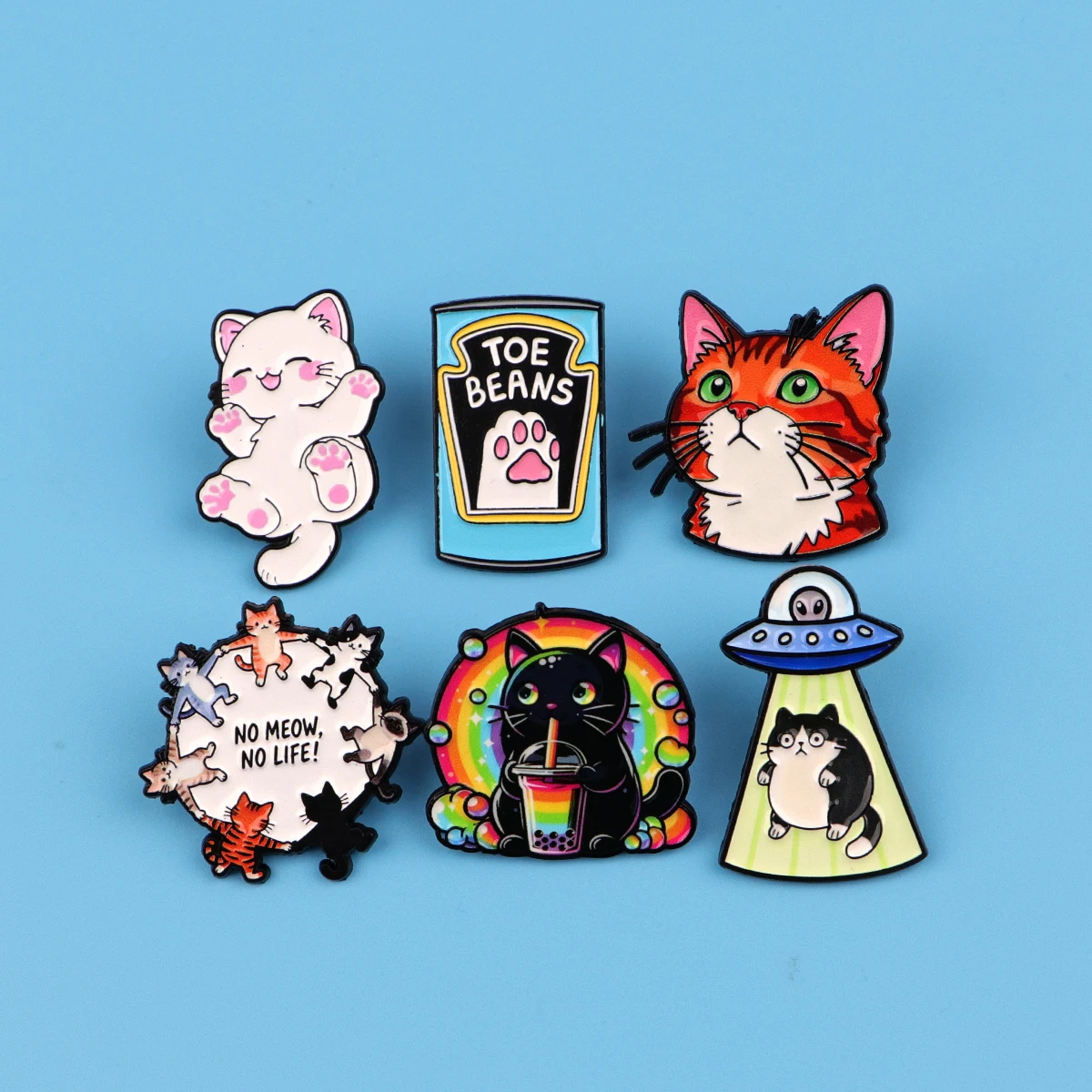 الكرتون UFO القطط لينة المينا دبوس الرجال دبابيس للملابس النساء التلبيب دبابيس لحقيبة الظهر شارات دبابيس اكسسوارات مجوهرات #1