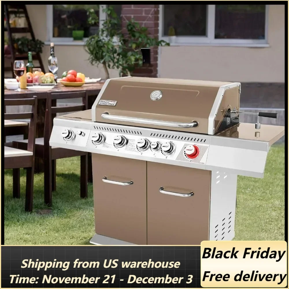 Barbecue Grills Patio Picnic Backyard Portable Barbecue Outdoor Party Sear Burner Cookware Rear Burner and Side Burner BBQ Grill