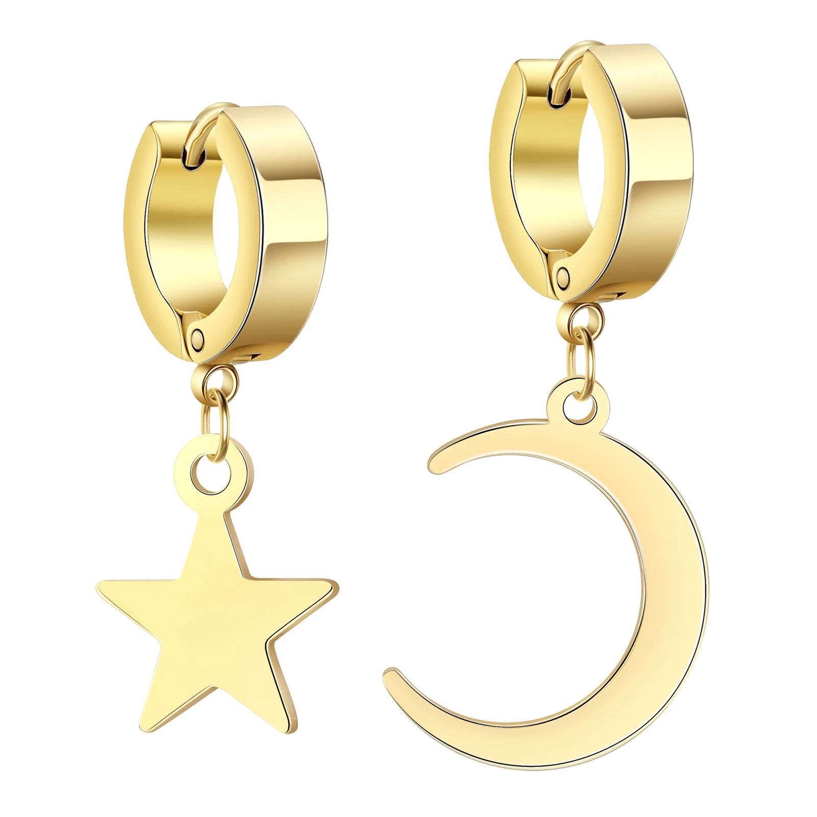 Kkjoy Edelstahl Neue Design Kette Hoop Ohrring Für Frauen Hohl Solide Stern Mond Anhänger Knorpel Ohrring Piercing Schmuck – Detail 38