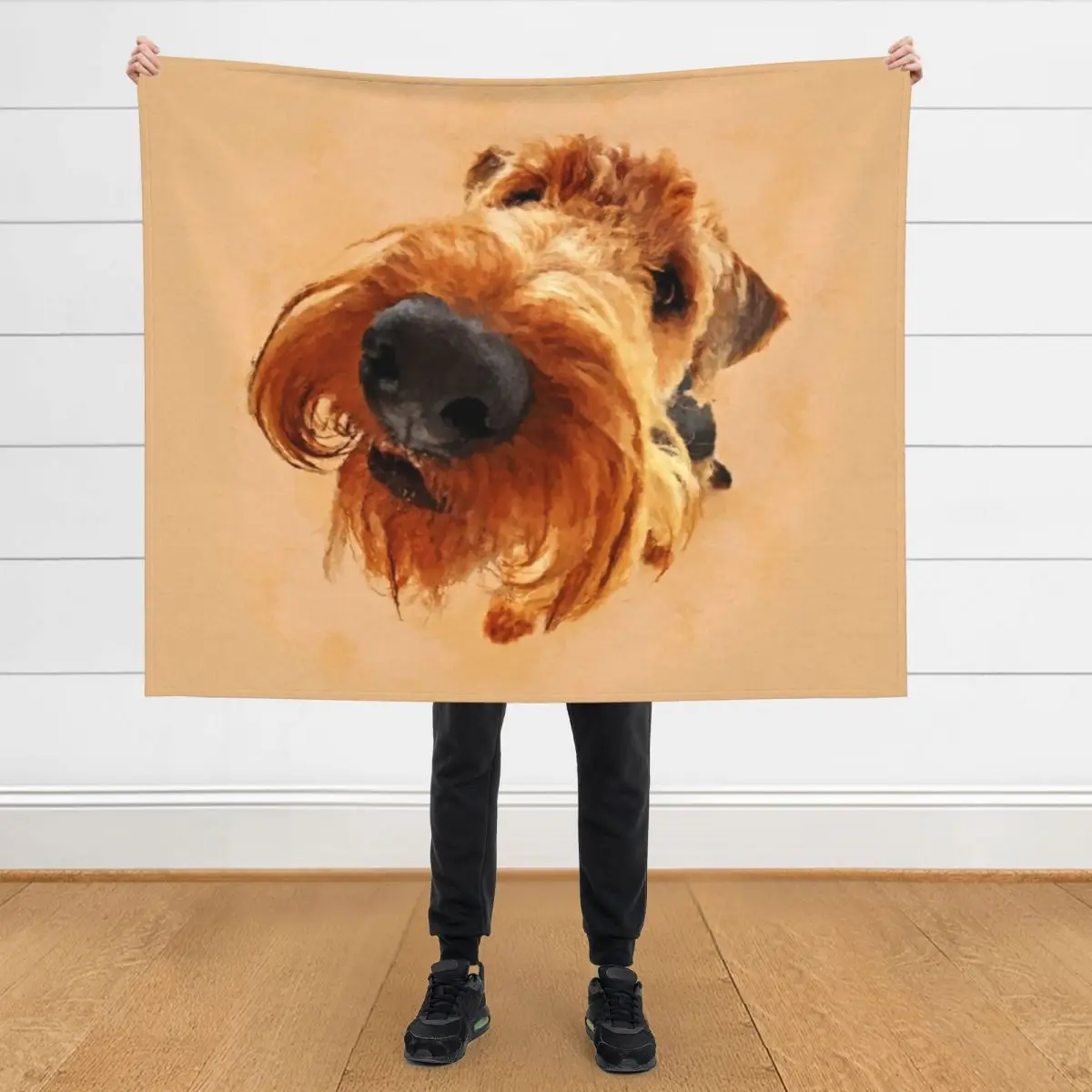 

Funny Airedale Terrier Digital Art Throw Blanket warm for winter Furrys Retros Flannel Blankets