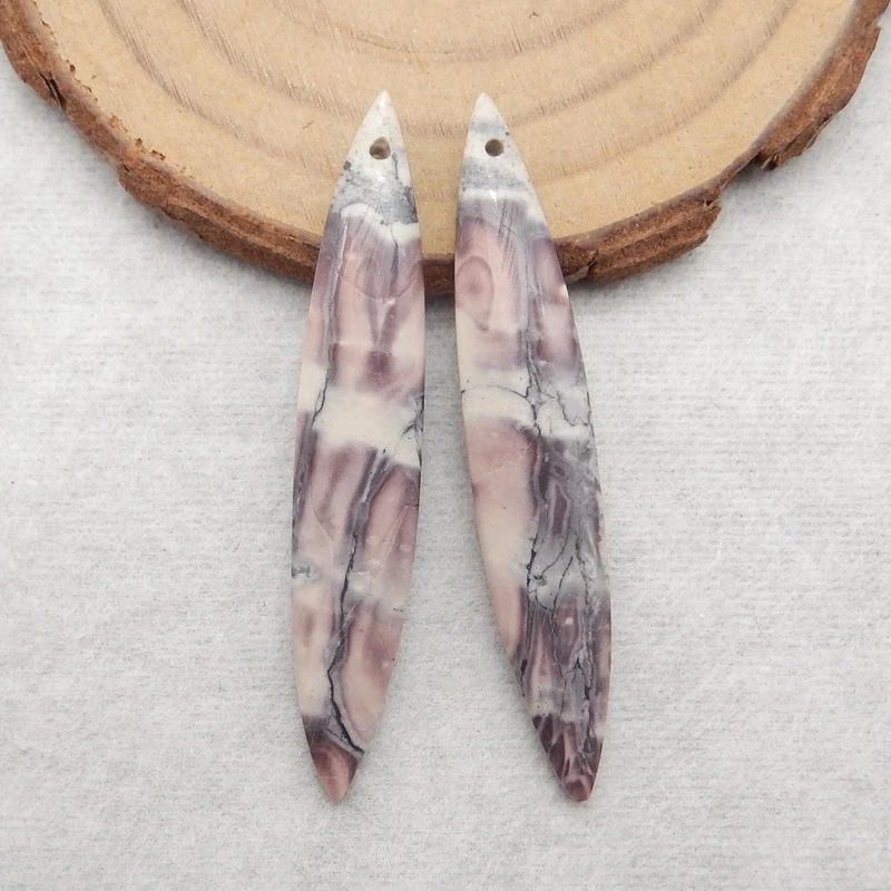 

Hot Sale Natural Stone Porcelain Jasper Earring Bead Semiprecious Jewelry Accessories 47x8x4mm 4g