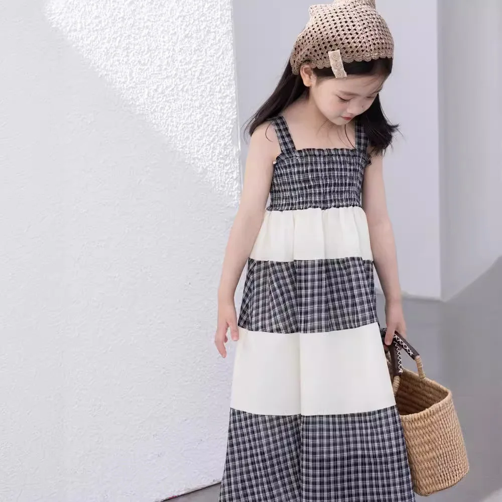 Girls Dress 2024 Summer New Children Dress Slip Dresses Summer Princess Summer Baby Girls Beach Skirt Fashion Long Skirts