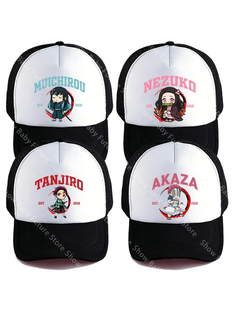 Casquettes de baseball Demon Slayer Akaza Nezuko pour garçons adultes, chapeau en maille respirant et réglable pour sports de plein air, dessin animé mignon, protection solaire, cadeau