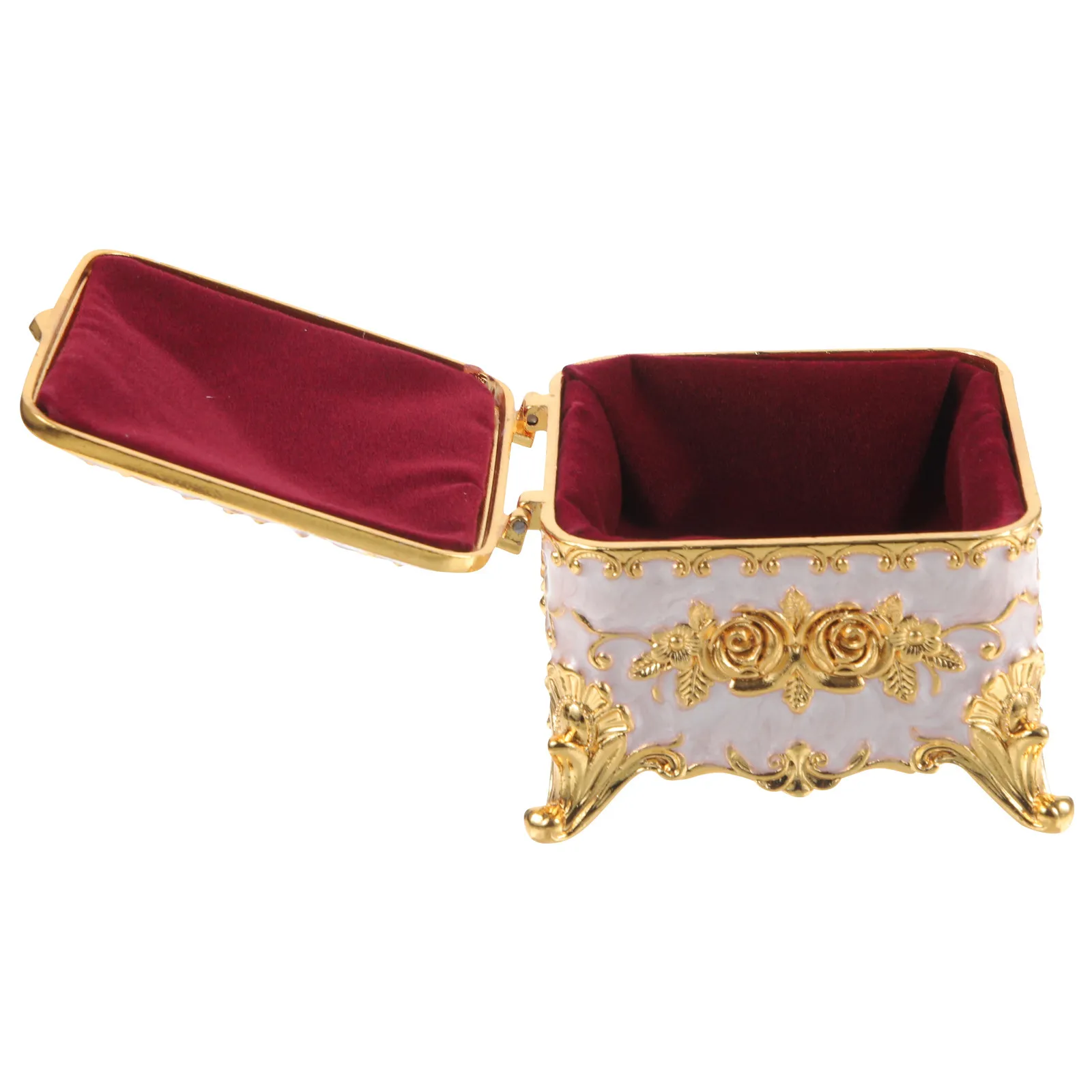 

Vintage Jewelry Box with Exquisite Embossment Design Alloy Material Decorative Trinket Case for Earrings Rings Necklaces