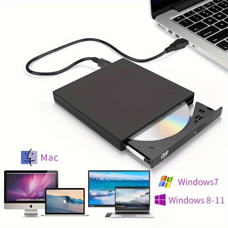 

USB External DVD Player, CD Drive, MP3 Music Movie Portable Card Reader for Windows 7/8/10 Laptop Desktop Computers