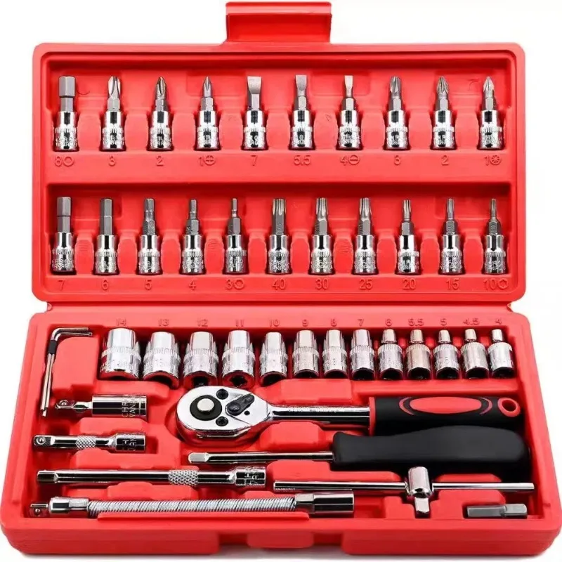 

46-piece car repair socket set tool kit for home use, suitable for car maintenance and various repair scenarios