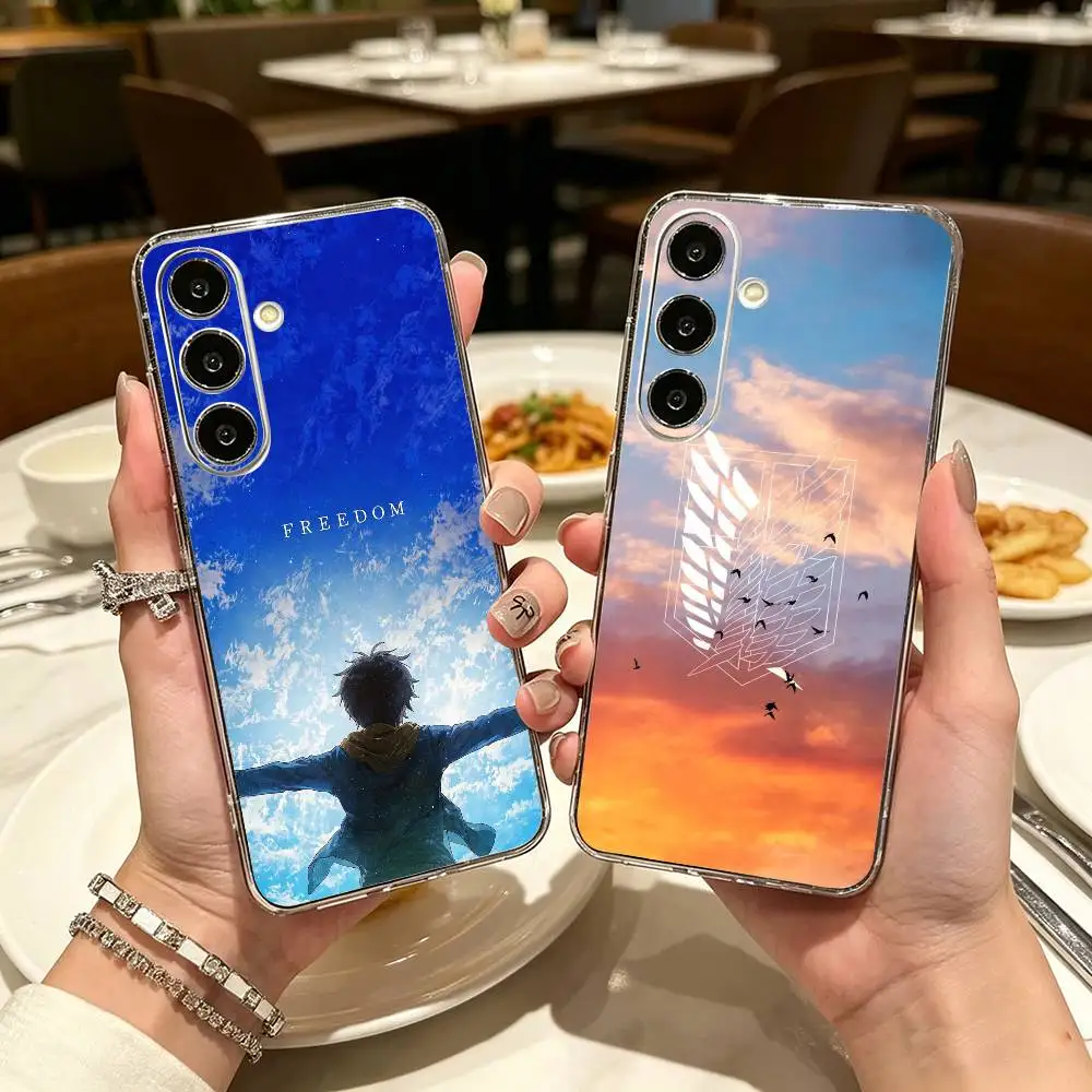 FREEDOM Attack on Titan Clear Hard Phone Case For Samsung A71, A70, A52, A51, A40, A30,Transparent Cover