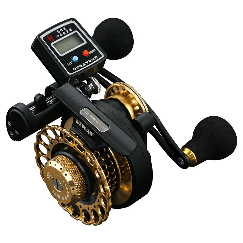 

Digital display raft fishing wheel magnetic slow down raft wheel automatic cable bridge fishing raft rod fishing reel