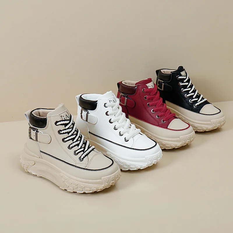 New Chunky Sneakers for Women Lace-Up White Vulcanize Shoe Casual Fashion Dad Shoes Platform Sneaker Zapatillas Mujer
