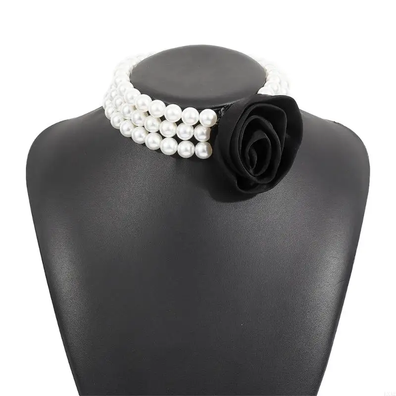  Allergy Resistant Resin Vintage Rose Pearls Necklace Chokers Adornment Sustainable Option for Sensitive Skin Individuals