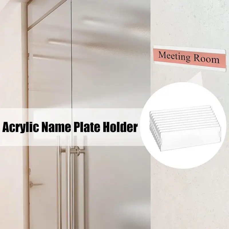 Name Plates For Doors 10pcs Acrylic Wall Mount Nameplate Holders Classroom Door Sign Holder With 20 Double-Sided Tape Clear Sign