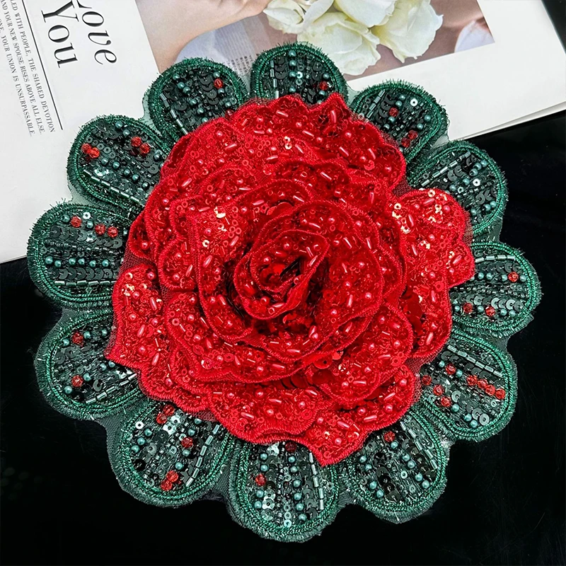 22cm Handmade Fabric Rose Flower Brooch Europe and America Fashion Corsage Lapel Pins for Women Accessories Wedding Party