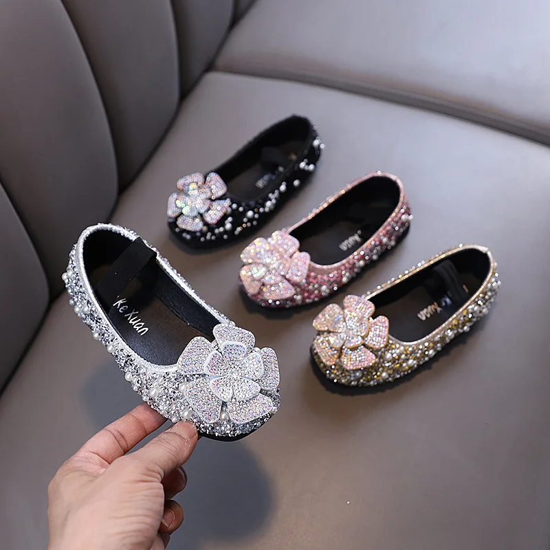 

Elegant Children Princess Shoes Spring Autumn New Girls Ballet Leather Shoes Non-slip Performance Kids Fashion Flat Loafers Soft
