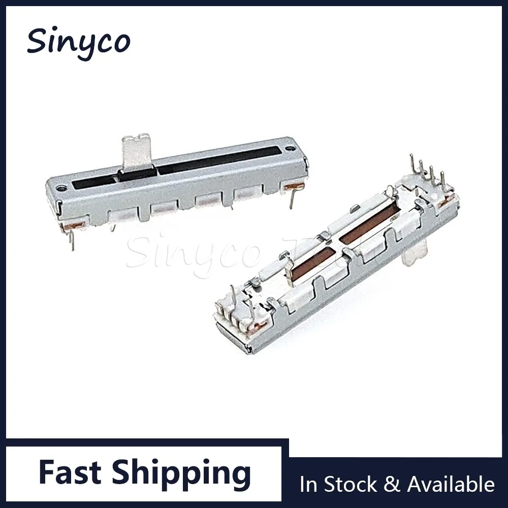 1PCS 45mm Slide Potentiometer B10Kx2 Dual Channel 6Pins Mixer Fader B10K Electronic Keyboard P85 P95 P105 P115 Handle 7.6mm