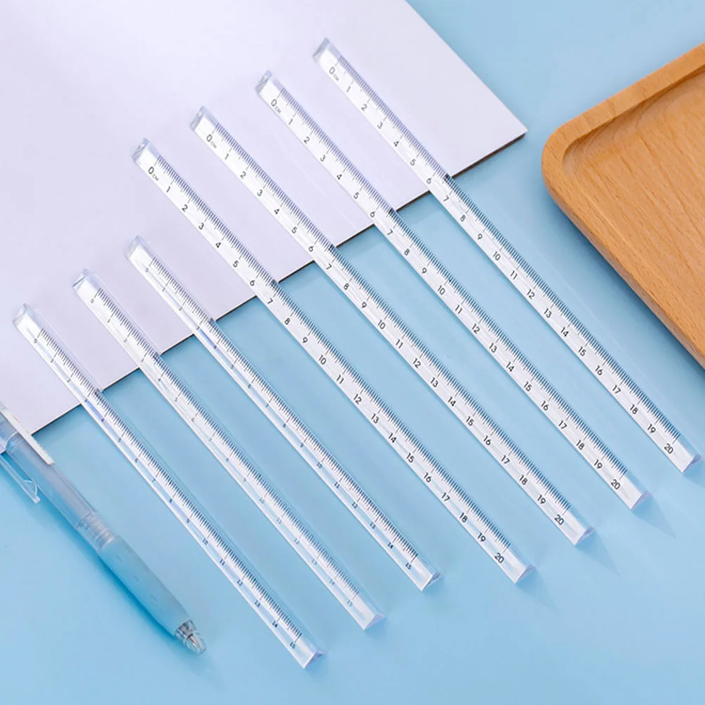 

10Pcs Scale Ruler Transparent Plastic Triangular Multi-Function Measuring Tool for Students Architects