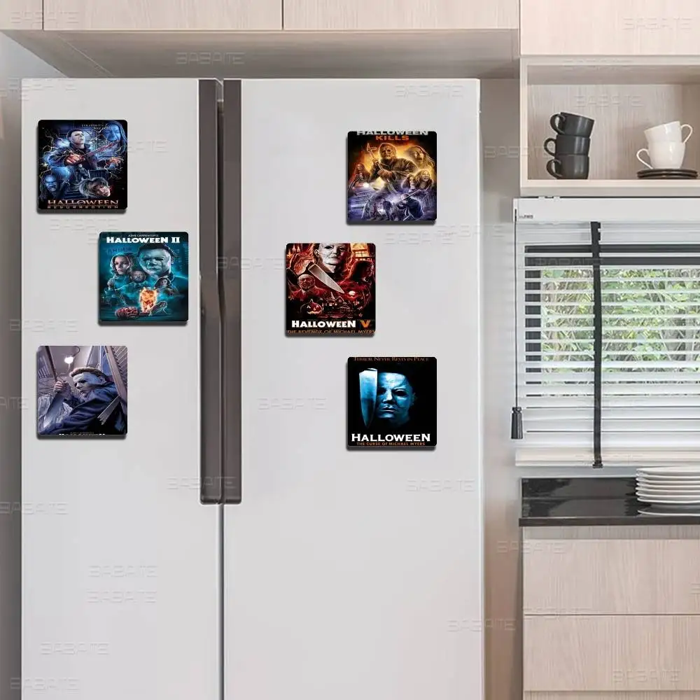 Horrorfilm M-michael Myers 1 Stück Kühlschrankmagnet, personalisierter magnetischer Fotohalter, langlebig, quadratische Bilderoberfläche, Kühlschrankmagnete