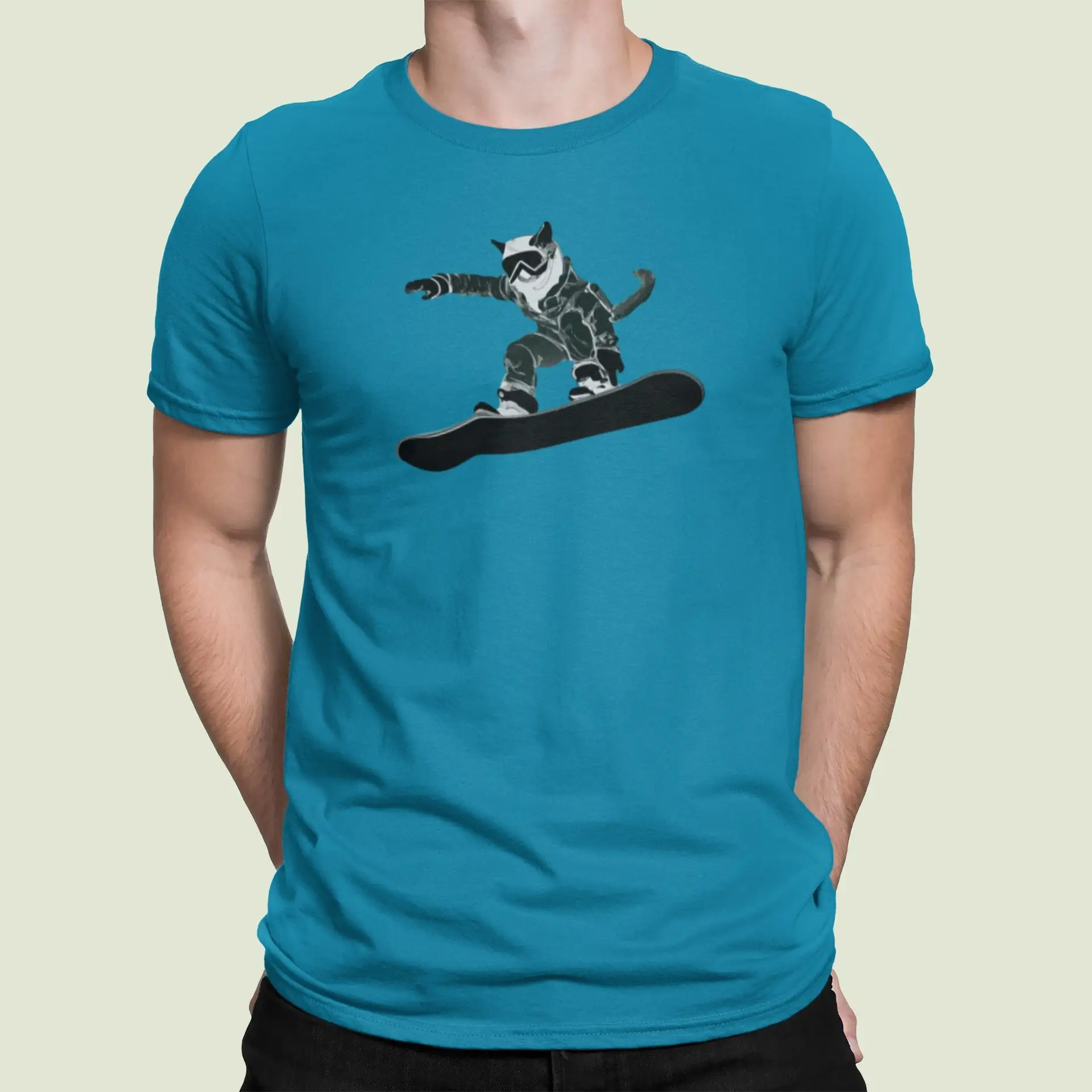 Cat Snowboard T Shirt gift Stencil Style Snow Ski Funny Snowboarding Skiing Fans Outdoor Winter Sports