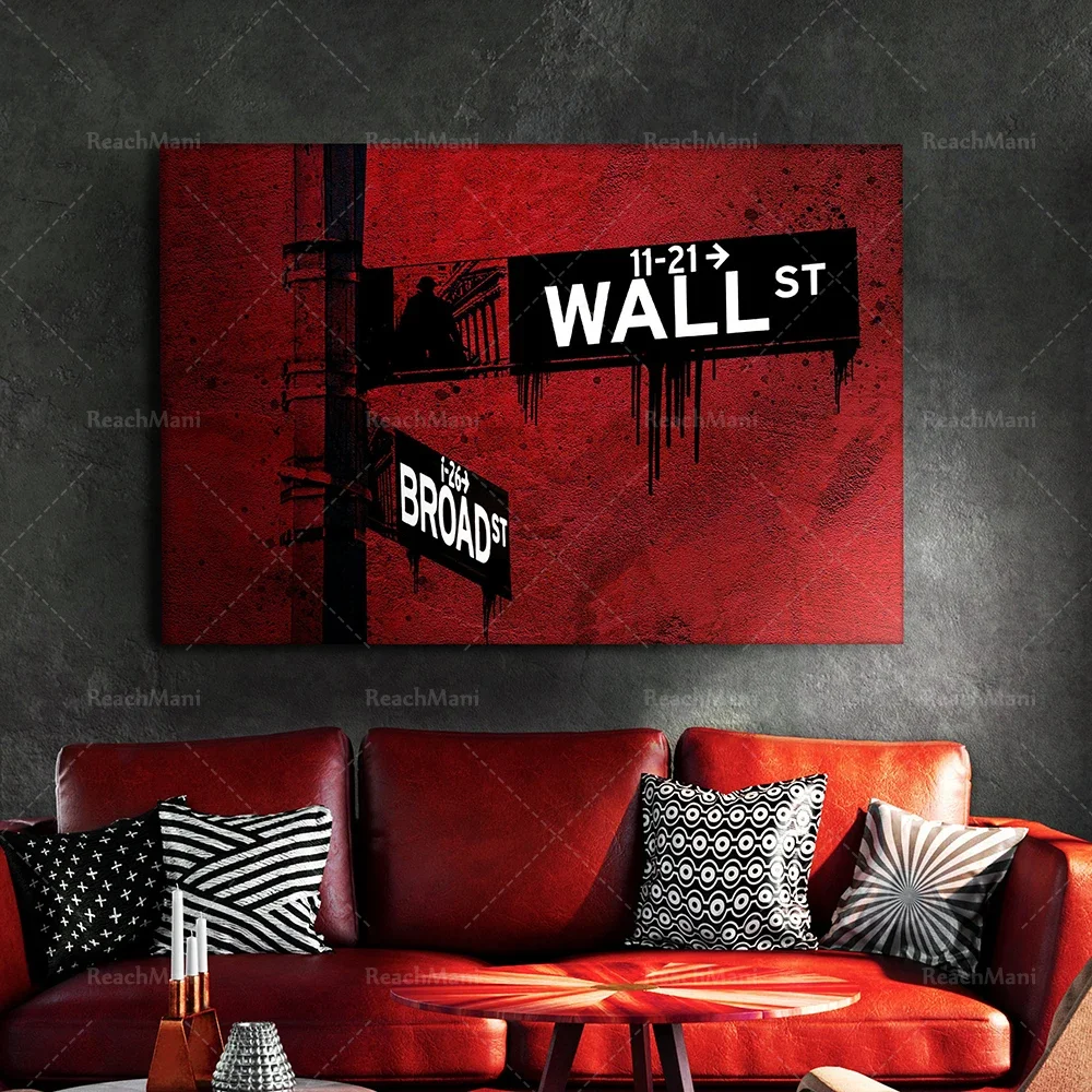 Red Wall St. | Canvas Art |Office Decor | Investor | Stock Market | Bitcoin | Crypto | Day Trader | Wall Street | Gift
