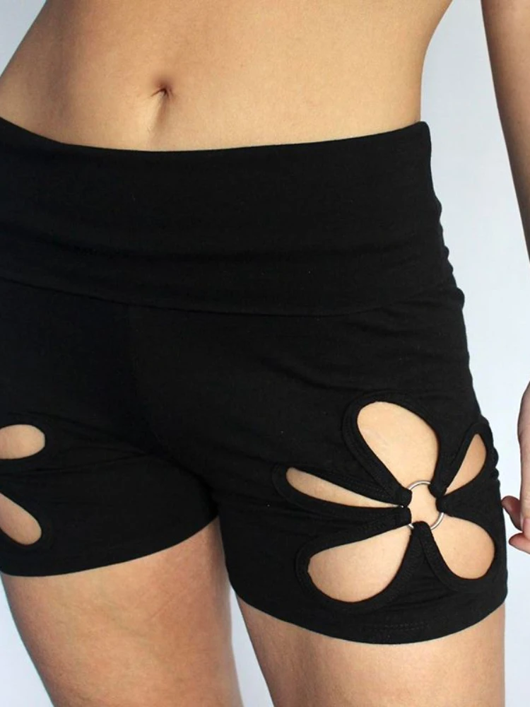 2024 Sweet Circle Flower Hollow Design Slim Fit Shorts Trendy Casual Sweet and Spicy Sports Pants Summer