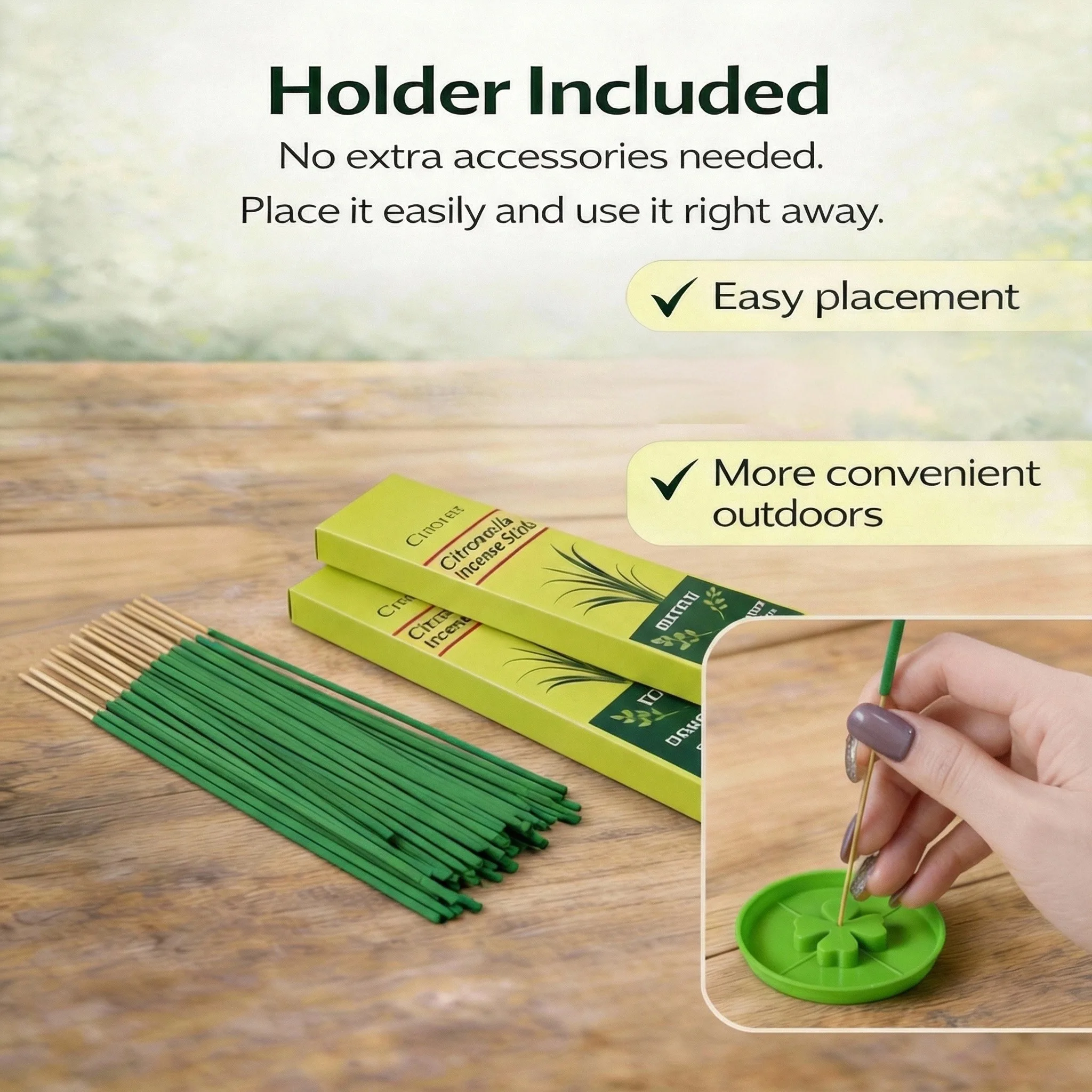 Lemongrass Citronella Mosquito Repellent Incense Stick for Outdoor Garden Backyard Fishing Barbecue Camping