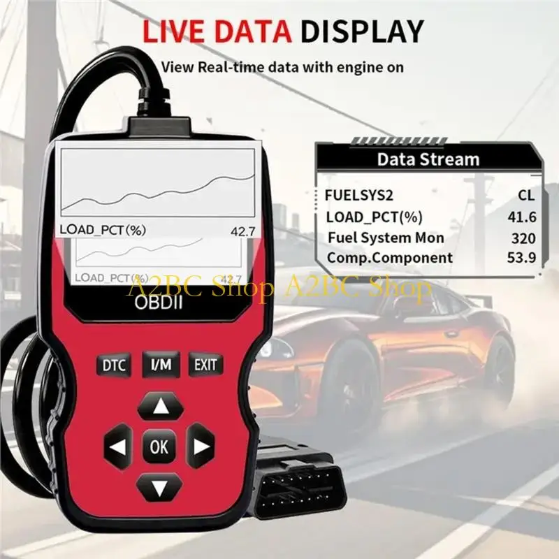 A2BC Universal OBD2 Code Reader With Emission Test Readiness And 3000+ Fault Codes For Vehicle Maintenance And Repair