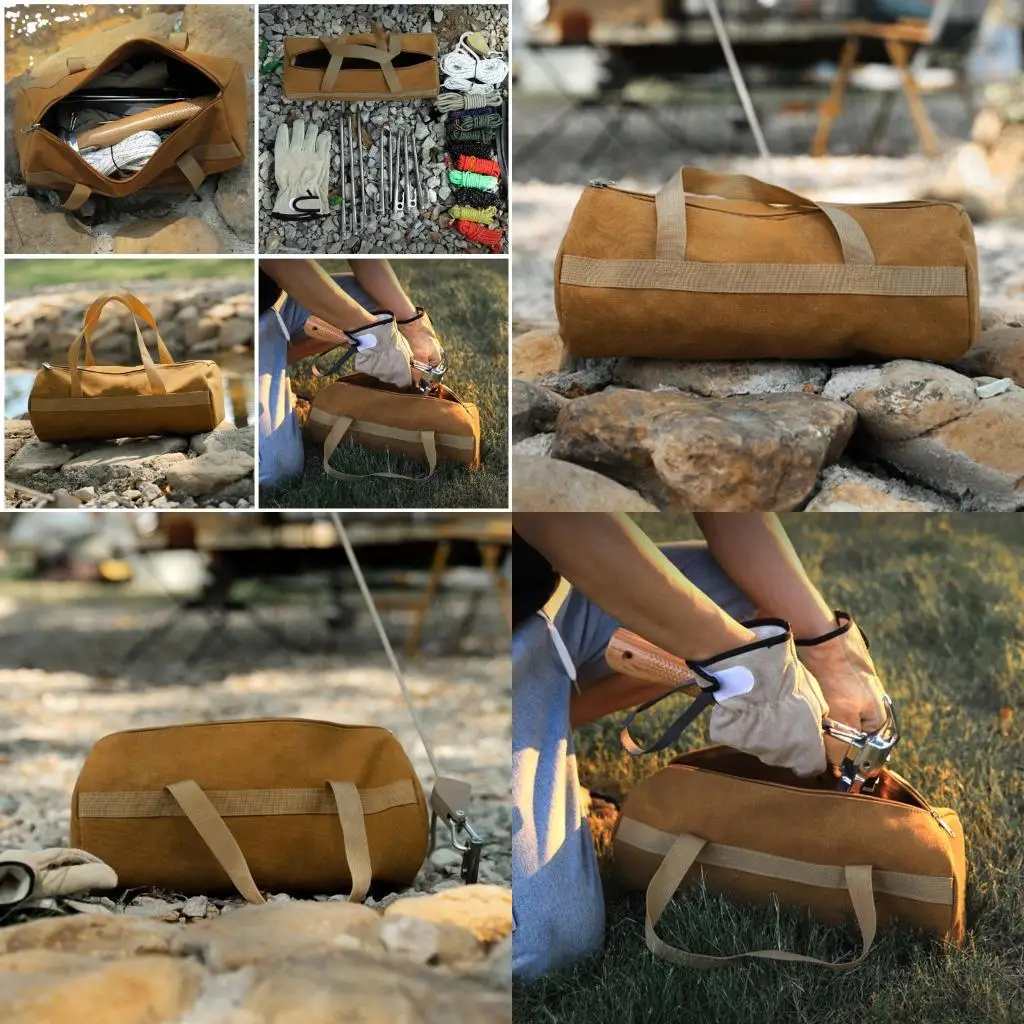 

652F Strong Outdoor Equipment Storage Case with Enhancing Handle Canvas Texture Suitable for Shelter Fasteners Arrangement