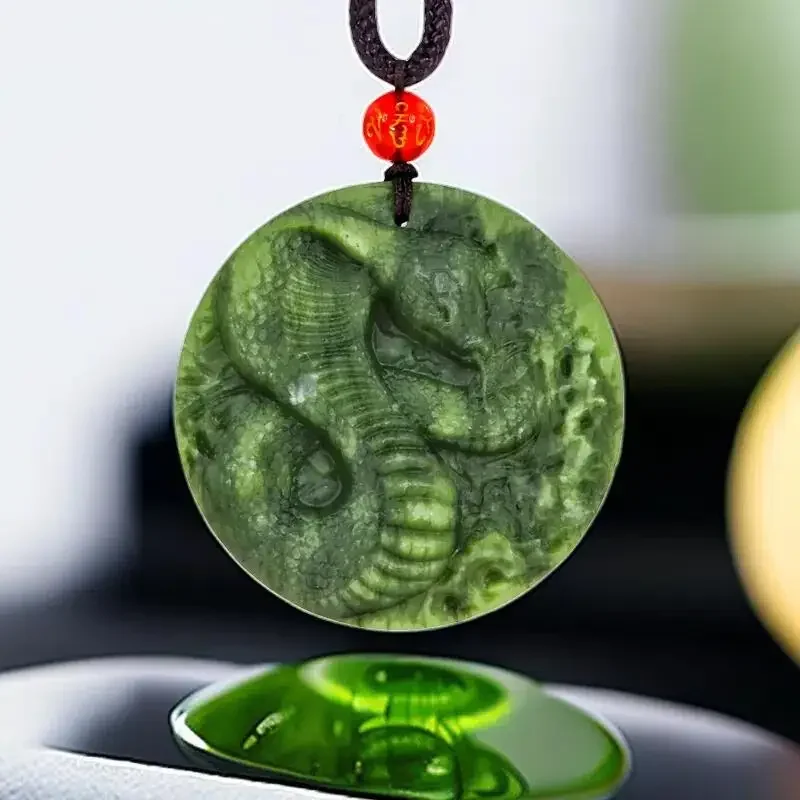 

Natural Real Jade Snake Pendant Necklace Designer Vintage Stone Chinese Charm Fashion Luxury Amulet Accessories Gift Jewelry