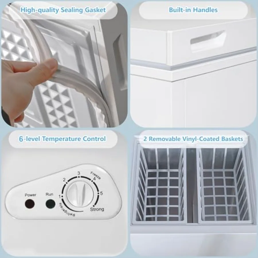 مدمج وفعال 5.0 مكعب. فريزر عميق صغير قدم مع درجة حرارة قابلة للتعديل للاستخدام المنزلي أو المكتب وأداء تبريد سريع