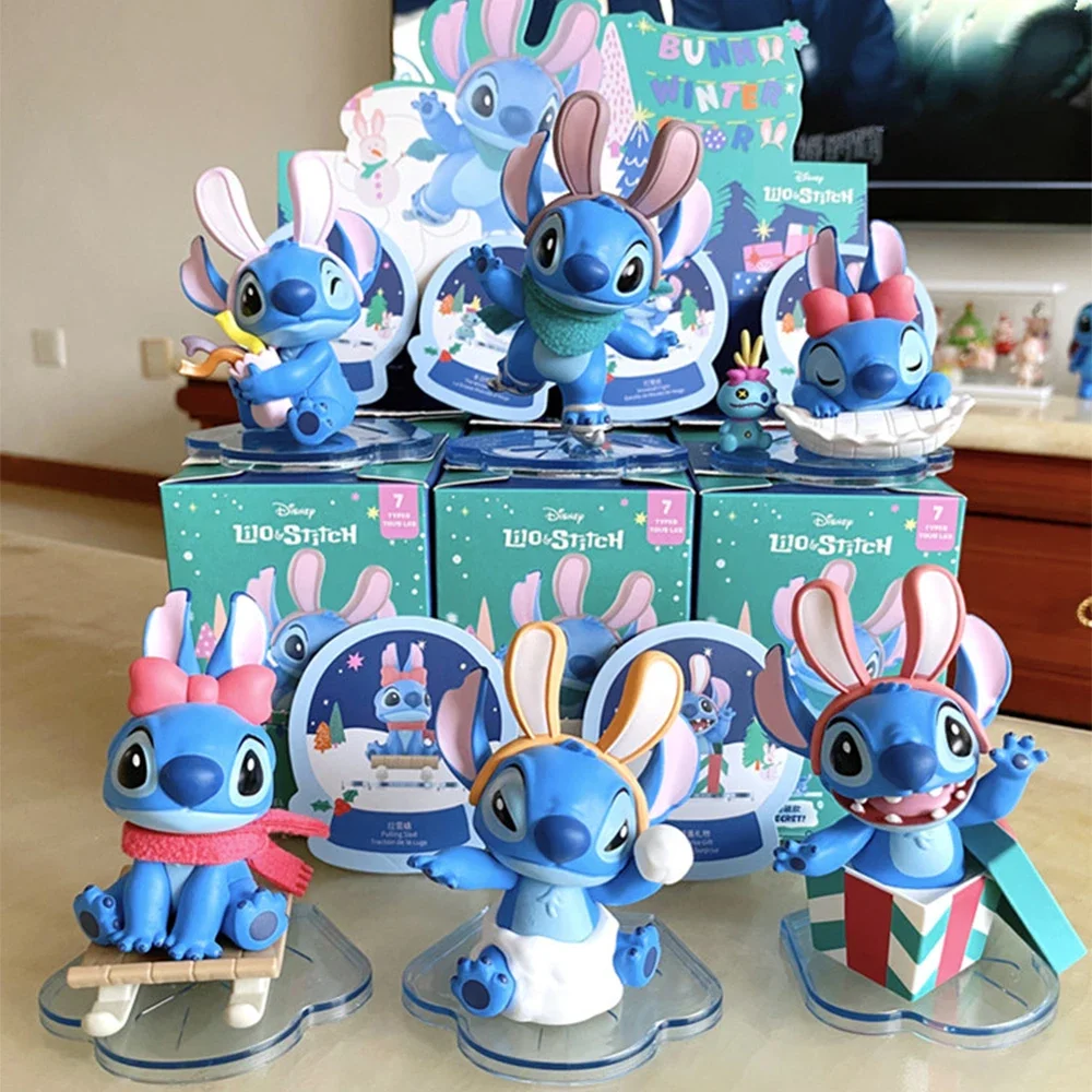 Cartoon animated toys Stitch Disney Lilo & Stitch Blind Box Rabbit Winter Story series action characters Named Triton model surp