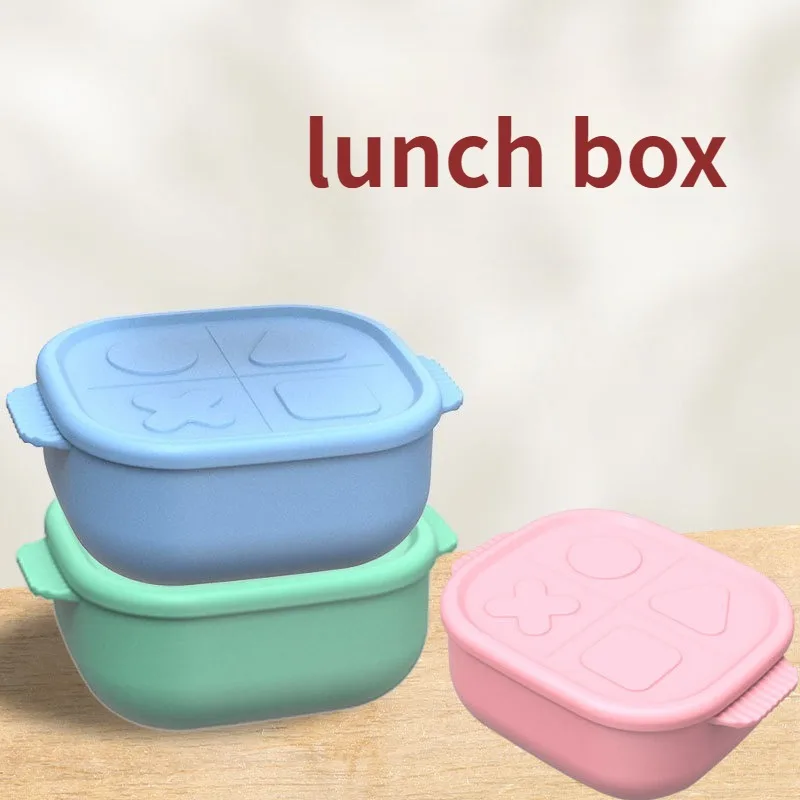 Fiambrera de silicona que se puede calentar para trabajar en horno microondas, caja de almacenamiento de cocina, juego de caja cuadrada para mantenimiento fresco, 1 ud.