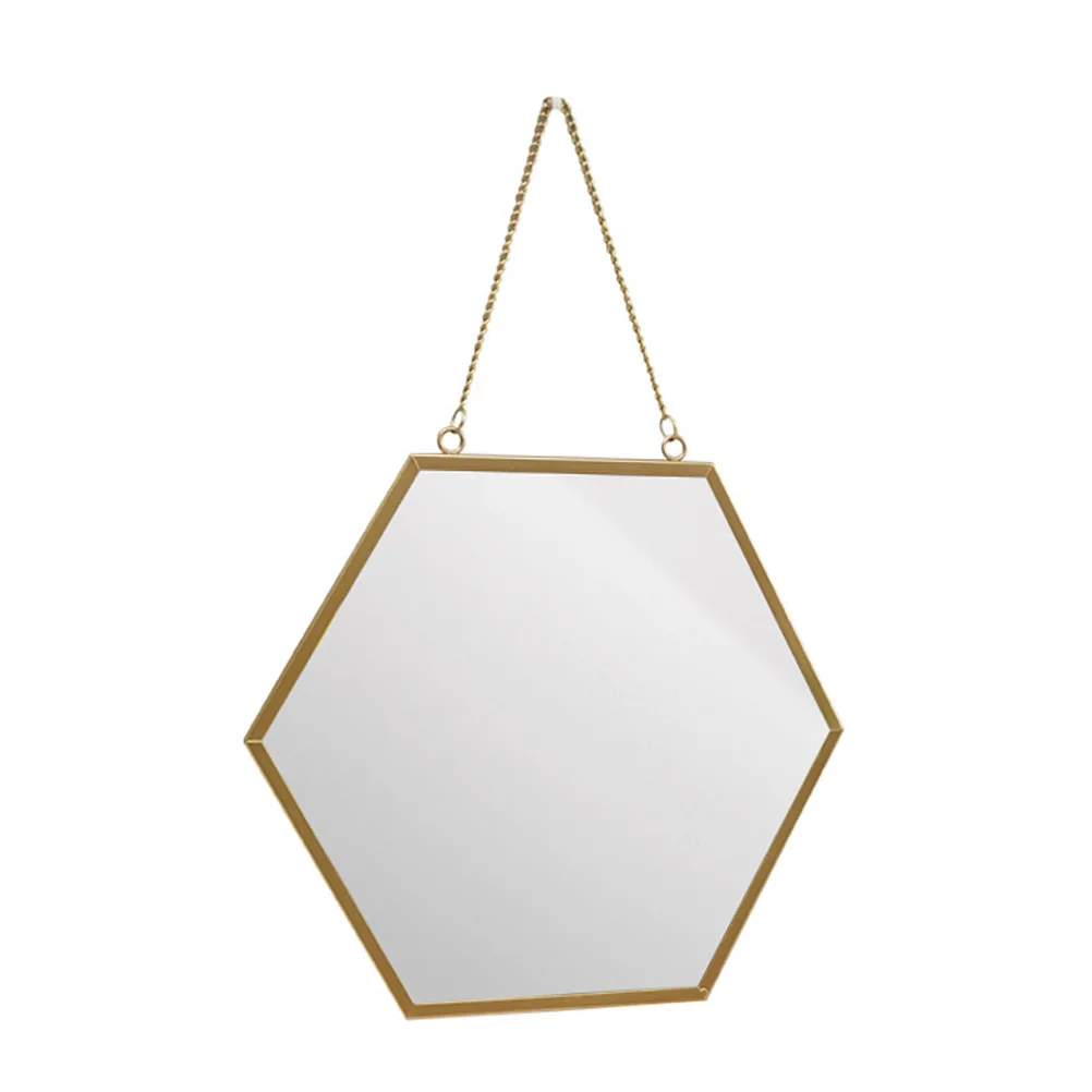 Mounted Makeup Hexagon Metal Glass For Bathroom Decorative Home Art Decor Glass Mirror Wall Mirror Decor