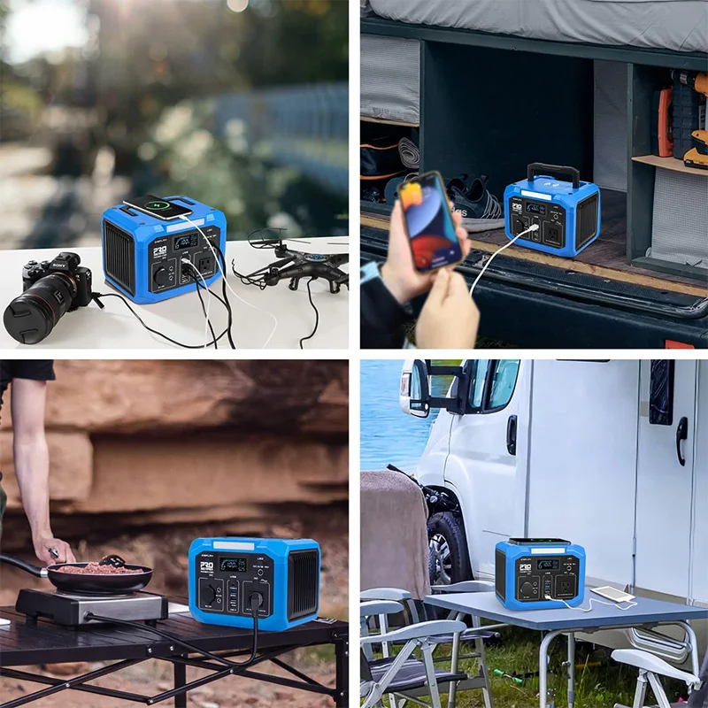 Portable Power Station 299Wh 350W Lithium Battery 110V AC Outlet Wireless Charger Solar Generator For Outdoor Camping Prostormer