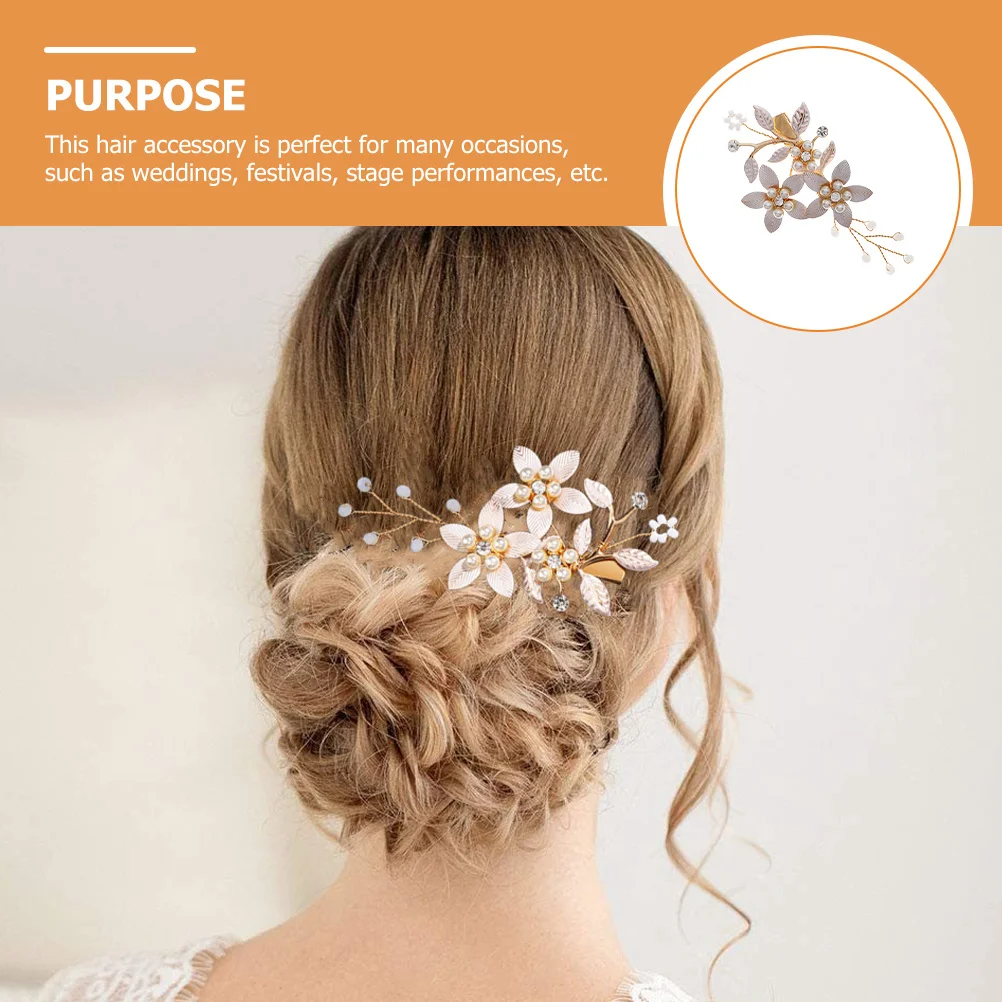 

Bridal Hair Clip Wedding Headpiece Rhinestone Pearl Zinc Alloy Flower Elegant Accessory for Bride and Bridesmaids