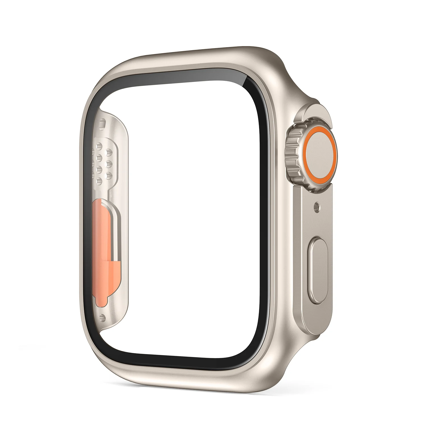 Penutup kuat PC untuk casing jam tangan Apple 45mm, 44mm, 42mm, peningkatan tampilan kaca ultra 2 iWatch seri 9 8 7 SE SE2 6 5 4, Aksesori