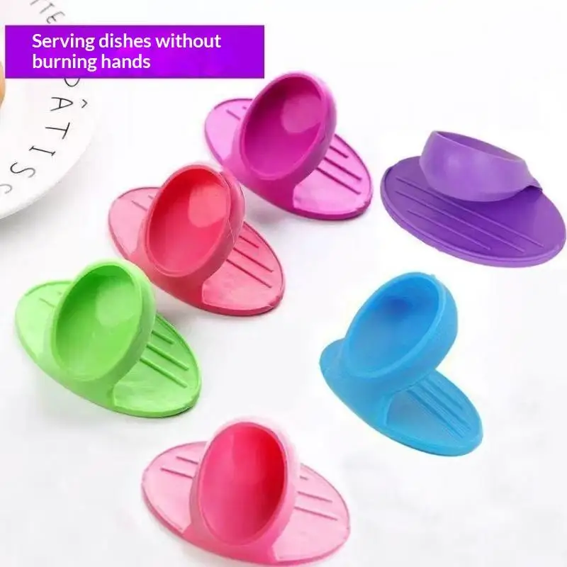 Silicone Insulated Finger Covers Oven Microwave Insulated Gloves High Temperature Resistant Thickened Insulated Mat Gift