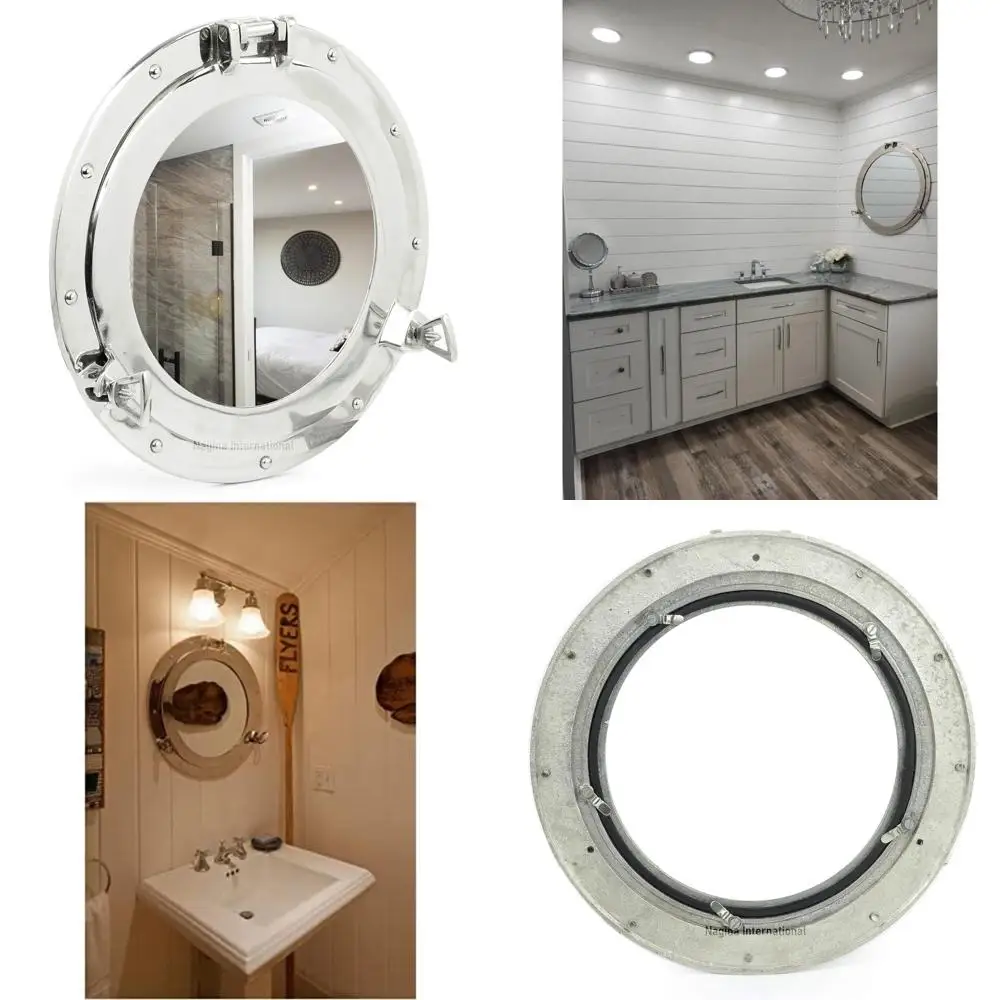 

Nickel-Plated Aluminum Porthole Mirror - 20 Inch Bathroom Decorative Nickel-Plated Aluminum Porthole Mirror